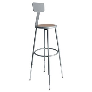 Hampden Furnishings Felix Grey Steel 32-39-in H Adjustable Height Bar Stool w/ Backrest