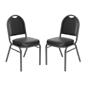 Hampden Furnishings Set of 2 Celia Black Vinyl Charcoal Frame Stackable Banquet Chair