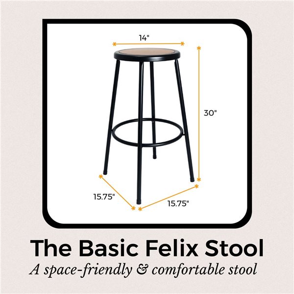 Hampden Furnishings Felix Black 30-in H Steel Bar Stool