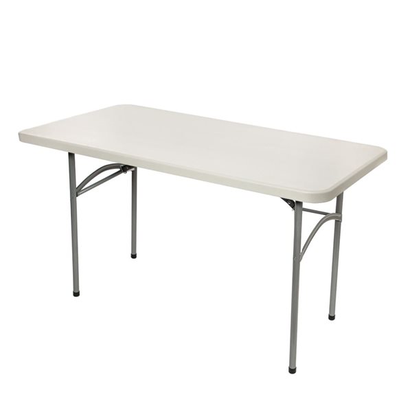 Hampden Furnishings Baldwin 24 W X 48-in L Rectangle Polypropylene Grey Folding Table