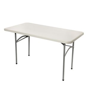 Hampden Furnishings Baldwin 24 W X 48-in L Rectangle Polypropylene Grey Folding Table