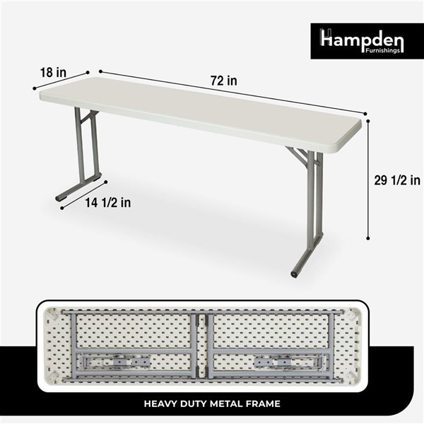 Hampden Furnishings Baldwin 18 W X 72-in L Rectangle Polypropylene Grey Seminar Folding Table