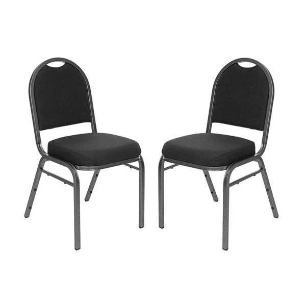 Hampden Furnishings Set of 2 Celia Black Fabric Charcoal Frame Stackable Banquet Chair