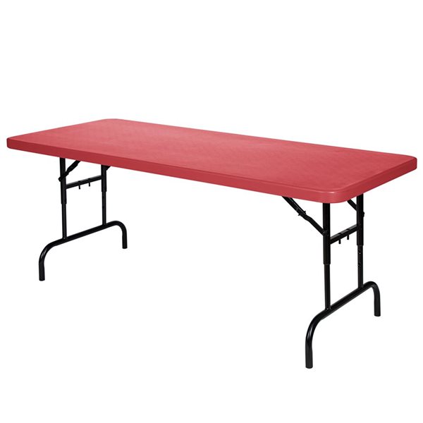 Hampden Furnishings Baldwin 30 W X 72-in L Rectangle Polypropylene Red Adjustable Height Folding Table