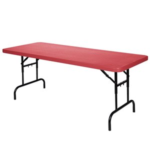 Hampden Furnishings Baldwin 30 W X 72-in L Rectangle Polypropylene Red Adjustable Height Folding Table