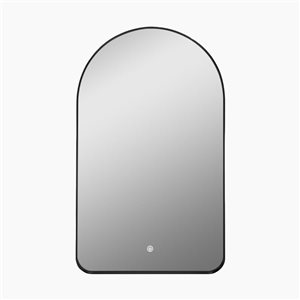 Miroir de salle de bain avec cadre en métal noir à DEL Rita par Decor Wonderland 23,6 x 39,5 po