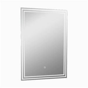 Miroir de salle de bain sans cadre à DEL poli et gravé Tri Pol par Decor Wonderland 23,6 l x 31,5 po H