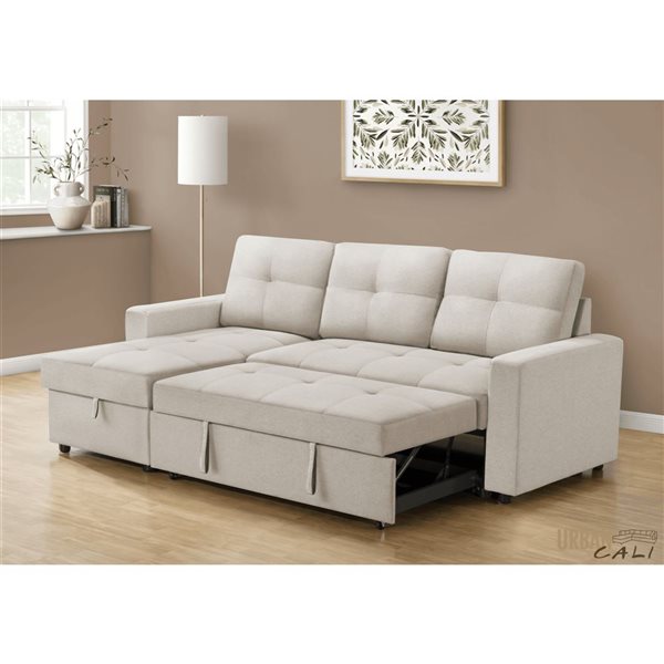 Urban Cali Venice Sleeper Sectional Sofa Bed with Reversible Storage Chaise