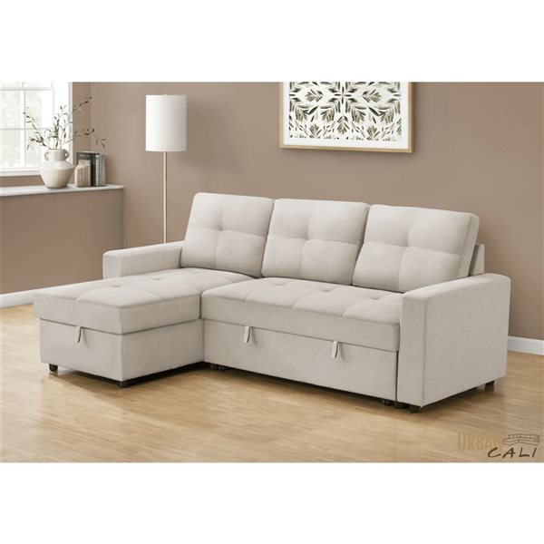Urban Cali Venice Sleeper Sectional Sofa Bed with Reversible Storage Chaise