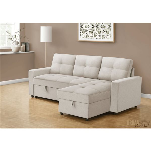 Urban Cali Venice Sleeper Sectional Sofa Bed with Reversible Storage Chaise