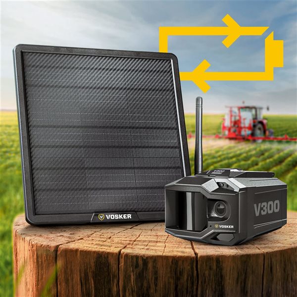 Vosker V300 Ultimate 4G-LTE Autonomous Security Camera w/ 15,000 mAh External Solar Power Bank 