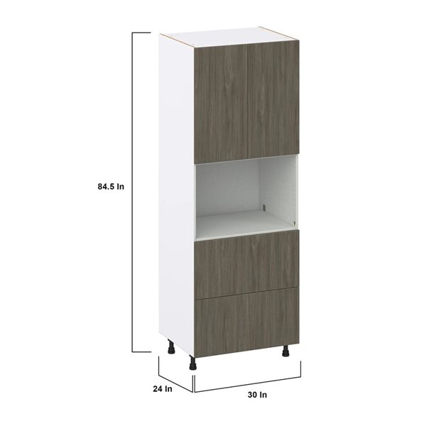 Hugo&Borg Savane Brown Microwave Pantry Cabinet with Two Drawers - 30 x 84.5-in