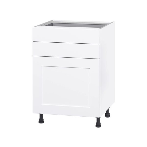 Hugo&Borg Jolie Base Door and Two 5-in Drawers Warm White Kitchen Cabinet - 24 x 34.5-in