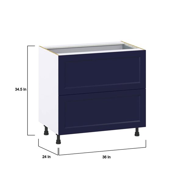 Hugo&Borg Lorette Base 2 Drawers and One Inner Drawer Blue Kitchen Cabinet - 36 x 34.5-in