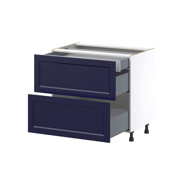 Hugo&Borg Lorette Base 2 Drawers and One Inner Drawer Blue Kitchen Cabinet - 36 x 34.5-in