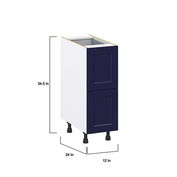 Hugo&Borg Lorette Base 2 Drawers and One Inner Drawer Blue Kitchen Cabinet - 12 x 34.5-in