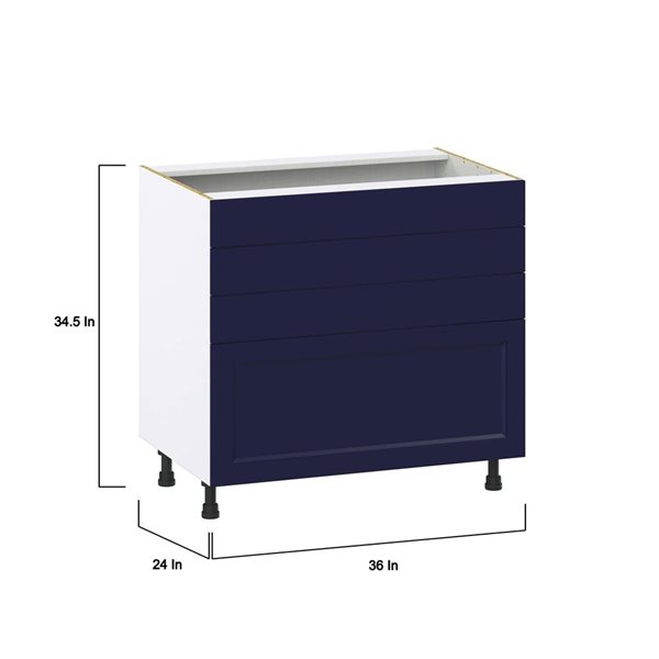 Hugo&Borg Lorette 36 W x 34.5-in H 4-Drawer Blue Cooktop Base Kitchen Cabinet w/ False Front