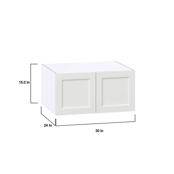 Hugo&Borg Riviera Bright White Deep Wall Bridge Kitchen Cabinet - 30 x 15 x 24-in