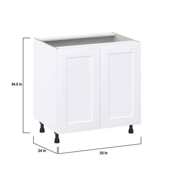 Hugo&Borg Jolie Base Full High Door and 3 Inner Drawers Warm White Kitchen Cabinet - 33 x 34.5-in