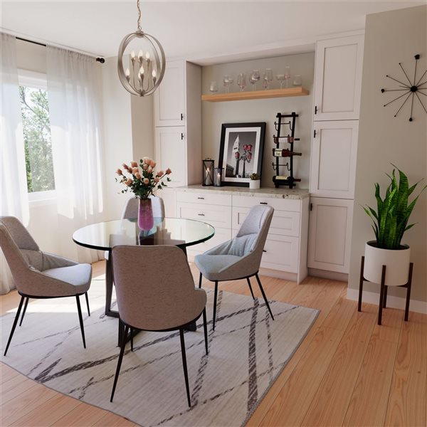 Hugo&Borg Jolie 25 D x 34.5 H x 21-in W Warm White Base Door and 2-Drawer Semi-Custom Cabinet