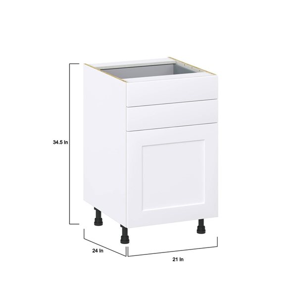 Hugo&Borg Jolie 25 D x 34.5 H x 21-in W Warm White Base Door and 2-Drawer Semi-Custom Cabinet
