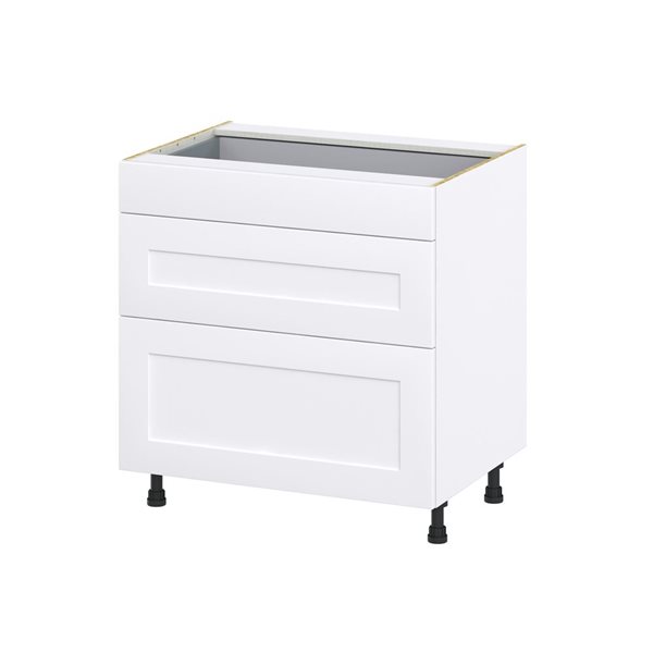 Hugo&Borg Jolie 33 W x 34.5-in H 3-Drawer Warm White Base Kitchen Cabinet