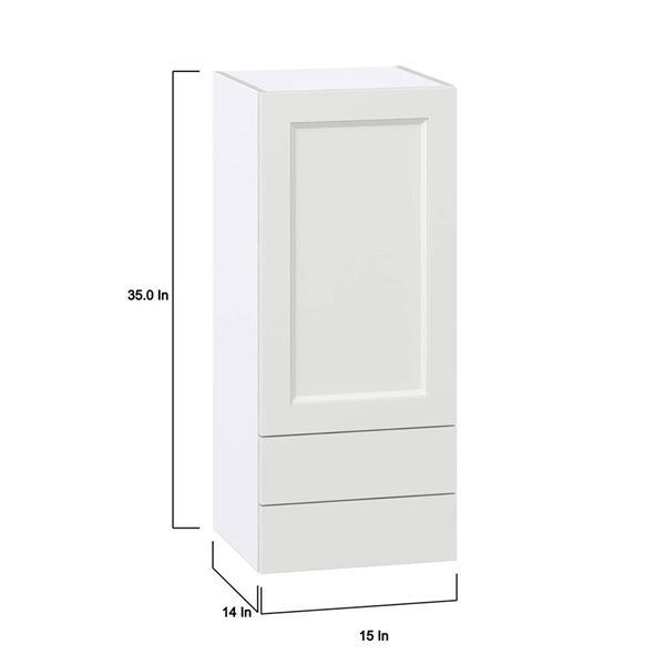Hugo&Borg Riviera Bright White Wall Kitchen Cabinet with Two 5-in Drawers - 15 x 35-in