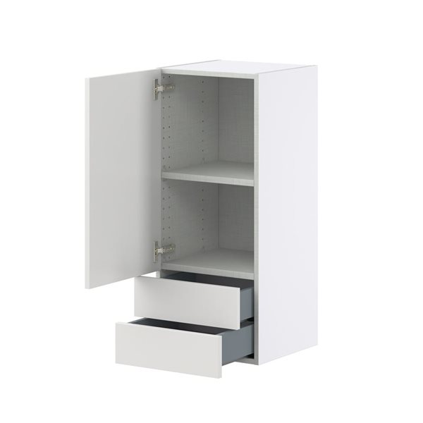 Hugo&Borg Riviera Bright White Wall Kitchen Cabinet with Two 5-in Drawers - 15 x 35-in