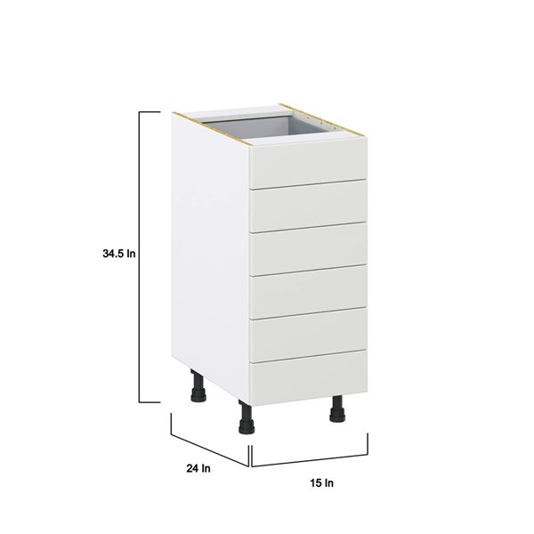 Hugo&Borg Riviera 15 W x 34.5-in H 6-Drawer Bright White Base Kitchen Cabinet