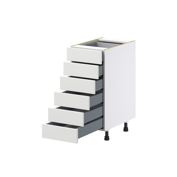 Hugo&Borg Riviera 15 W x 34.5-in H 6-Drawer Bright White Base Kitchen Cabinet