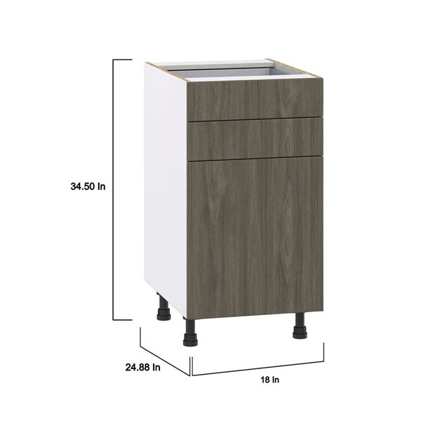 Hugo&Borg Savane 24 D x 34.5 H x 18-in W Brown Base Door and Two 5-in Drawers Semi-Custom Cabinet