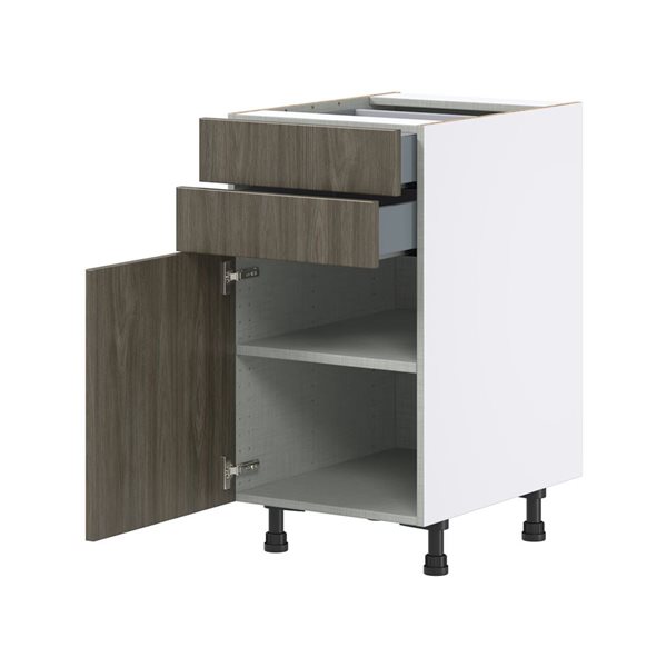 Hugo&Borg Savane 24 D x 34.5 H x 18-in W Brown Base Door and Two 5-in Drawers Semi-Custom Cabinet