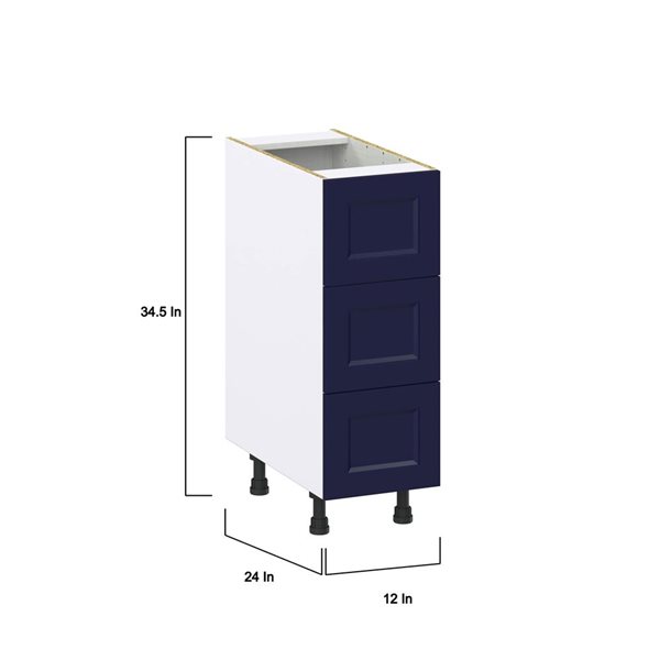 Hugo&Borg Lorette 12 W x 34.5-in H Blue Base Kitchen Cabinet w/ 3x 10-in Drawers