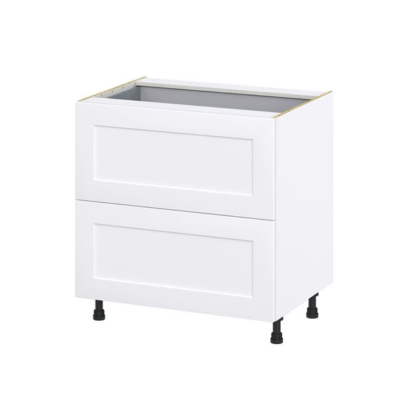 Hugo&Borg Jolie Base 2 Drawers and One Inner Drawer Warm White Kitchen Cabinet - 33 x 34.5-in