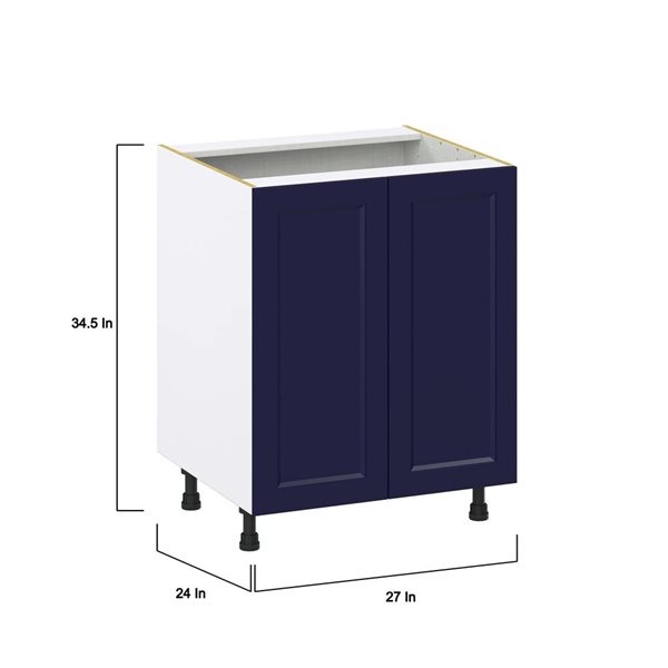 Hugo&Borg Lorette Base Full High Door Blue Kitchen Cabinet - 27 x 34.5-in