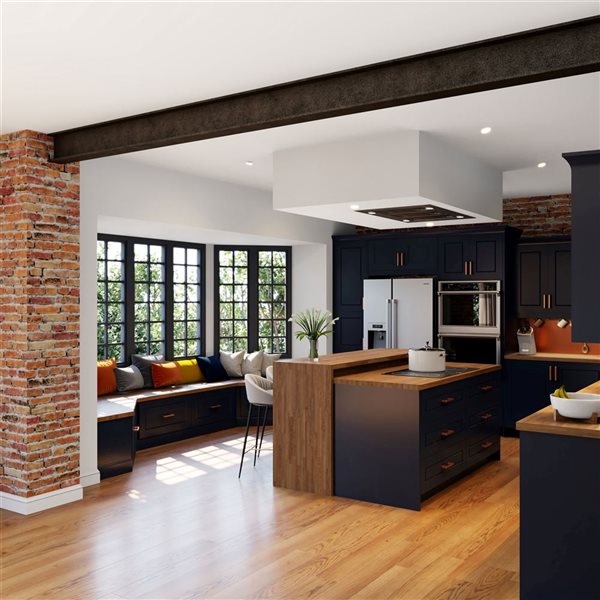 Hugo&Borg Lorette 36 W x 10 H x 24-in D Blue Deep Wall Bridge Kitchen Cabinet w/ Doors