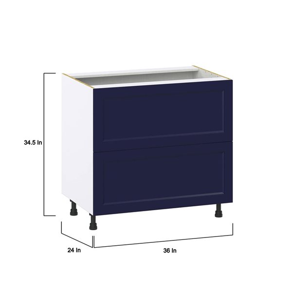 Hugo&Borg Lorette Base 2-Drawer Blue Kitchen Cabinet - 36 x 34.5-in