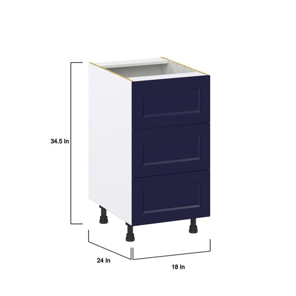 Hugo&Borg Lorette 18 W x 34.5-in H Blue Base Kitchen Cabinet w/ 3x 10-in Drawers