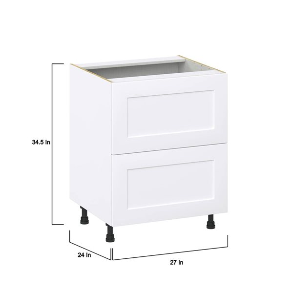 Hugo&Borg Jolie Base 2-Drawer Warm White Kitchen Cabinet - 27 x 34.5-in
