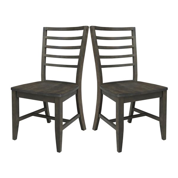 International Concepts 2-Piece Solid Wood Soma LadderBack Dining Chair Set - Coal