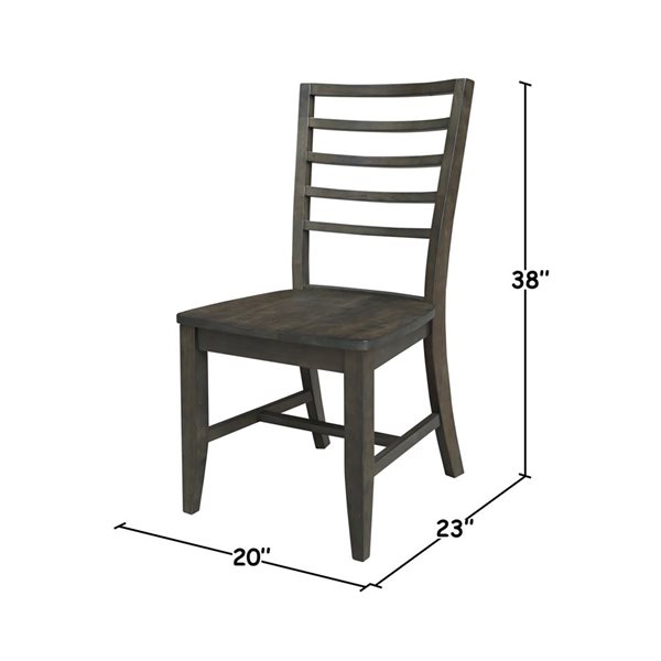 International Concepts 2-Piece Solid Wood Soma LadderBack Dining Chair Set - Coal