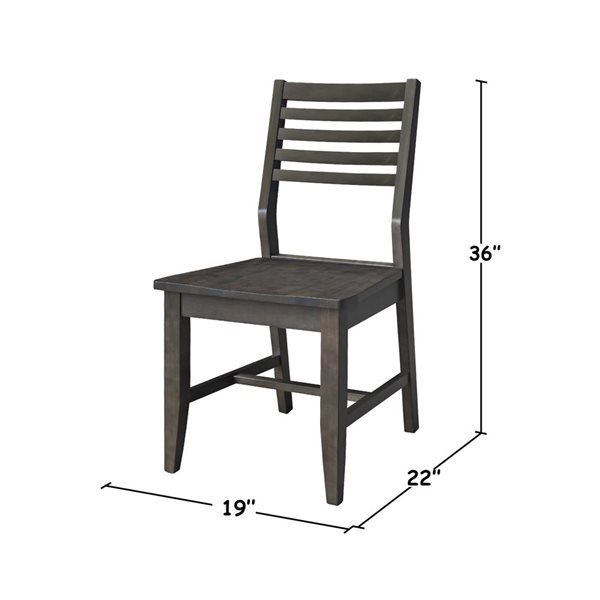 International Concepts 2-Piece Solid Wood Soma Dining Chair Set - Coal