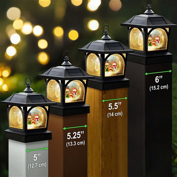 Classy Caps Black Metal Solar LED Lantern w/ Inner Holiday Globe