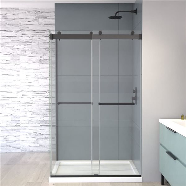 A&E Bath and Shower Madou-3648 Black Shower Door