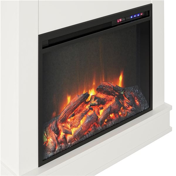 Ameriwood Home Mateo Electric Fireplace with Mantel and Touchscreen Display, White