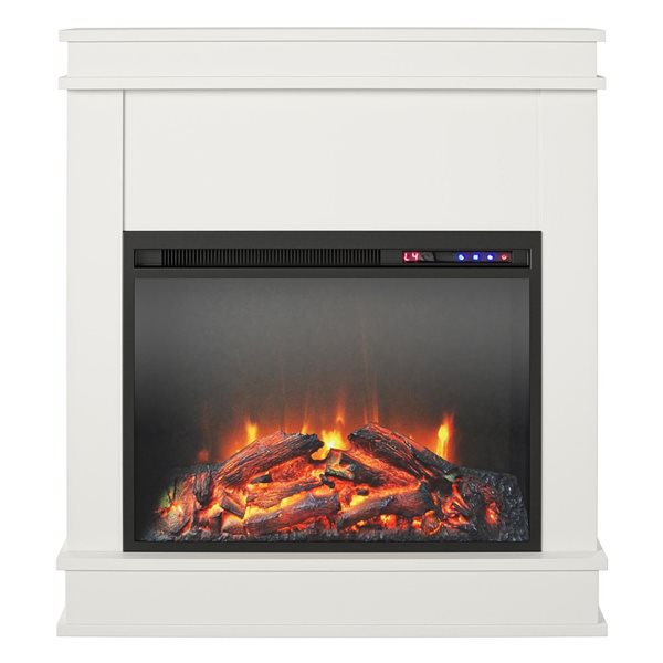 Ameriwood Home Mateo Electric Fireplace with Mantel and Touchscreen Display, White