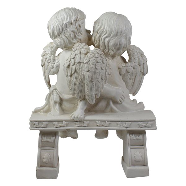 Northlight Kissing Cherubs Sitting on Bench 9.75-in Grey Polyresin Outdoor Garden Statue