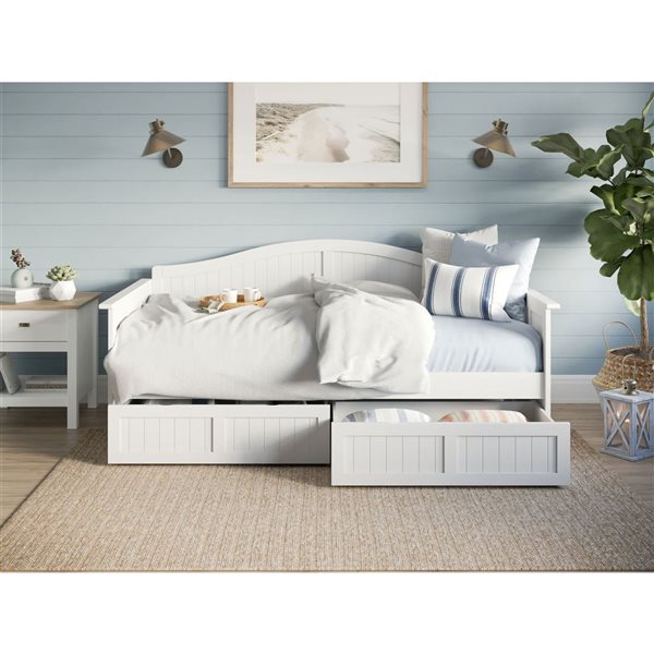 AFI Nantucket White Twin-Sized Daybed w/ Storage Drawers
