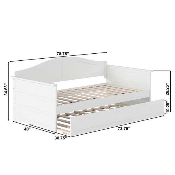 AFI Acadia White Twin-Sized Daybed w/ Twin Trundle
