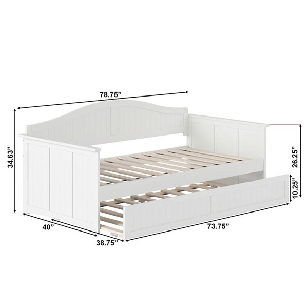AFI Nantucket White Twin-Sized Daybed w/ Twin Trundle